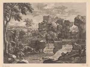 Paysage fluvial avec la Sainte Famille en fuite vers l