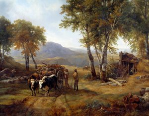 Les bûcherons dans la forêt (détail) - Jacques Raymond Brascassat