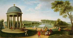 Le Théâtre de la Reine depuis la Rotonde, Stowe House, Bucks, avec Lord Cobham et Charles Bridgeman