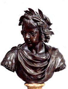 Buste en bronze de Louis XIV enfant dit à la romaine - Jacques Sarazin
