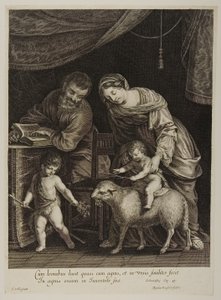 Sainte Famille avec Saint Jean, gravé par Gilles Rousselet - Jacques Stella