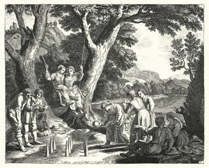 Paysans se relaxant (gravure) - Jacques Stella
