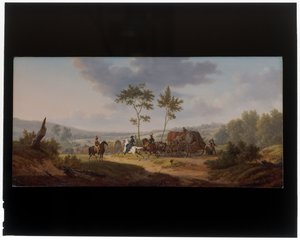 Cavaliers escortant un train de chariots - Jacques Swebach Desfontaines