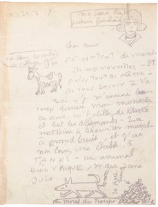 Lettre autographe avec dessins - Jacques Vache