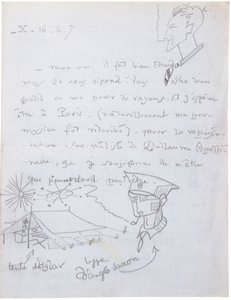 Lettre autographe avec dessins - Jacques Vache