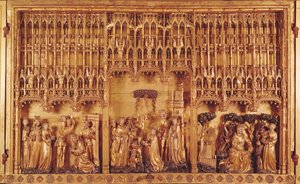 Retable des Saints et Martyrs, panneau central la décapitation de Saint Jean-Baptiste, le Martyre de Sainte Catherine d