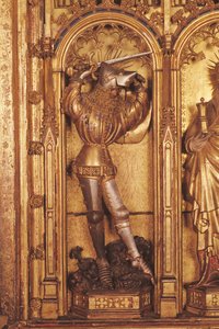 Retable de la Crucifixion, détail de Saint Georges du panneau gauche, de l