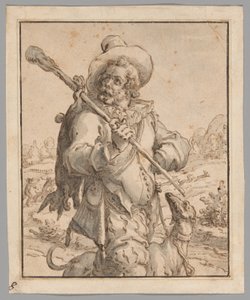 Un chasseur avec un lièvre mort et un chien (étude pour "Terra") - Jacques de Gheyn II