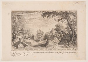 Paysage avec un cerf sur un pont, extrait de Paysages