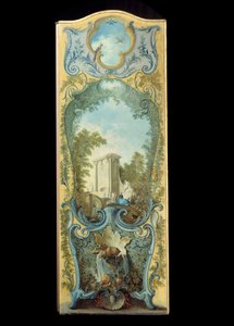 Mobilier : paravent peint sur papier marouflé par Jacques de Lajoue, 18ème siècle - Jacques de Lajoüe