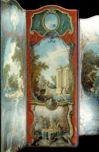 Mobilier : paravent peint sur papier marouflé par Jacques de Lajoue, 18ème siècle - Jacques de Lajoüe