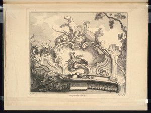 Conception pour un Cartouche avec Écrevisse (Horizontal) - Jacques de Lajoüe