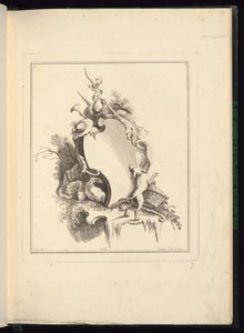 Conception pour un cartouche avec motifs pastoraux - Jacques de Lajoüe