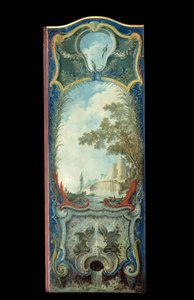 Mobilier: paravent peint sur papier marouflé par Jacques de Lajoue
