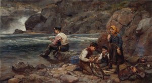 Pêcheur et enfants