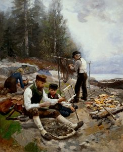 Pêcheurs à la plage - Jahn Ekenaes