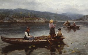 Personnes pêchant au lac - Jahn Ekenaes