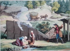 Fabrication de charbon en Autriche, illustration du 