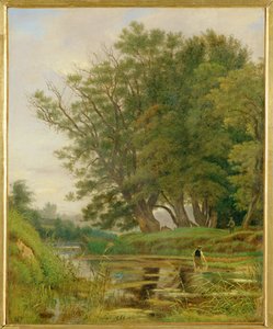 Praterlandschaft - Paysage dans les jardins du Prater, Vienne ... (peinture sur toile) - Jakob Alt