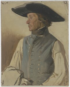 Paysan avec un grand chapeau et un gilet bleu - Jakob Becker