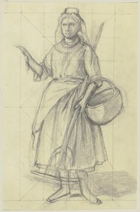 Jeune paysanne avec un râteau et un panier - Jakob Becker