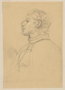 Jeune femme, vue légèrement en contre-plongée vers la gauche - Jakob Becker