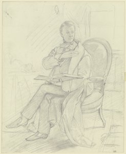 Jeune homme assis dans un fauteuil avec un livre - Jakob Becker