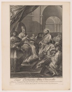 Saint Bernard de Clairvaux devant le pape Innocent II
Sanctus Bernardus Abbas Clareuallis (titre sur l