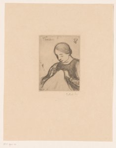 Portrait de Malvina Dedeyn avec ouvrage de couture (La couturière) - Jakob Smits