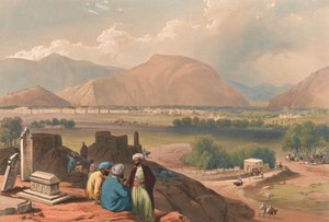 Kaboul, depuis un cimetière sur la crête de la montagne, au nord-est de la ville (lithographie, teintée) - James (after) Atkinson