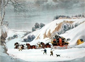 Un courrier dans la neige profonde, gravé par George Hunt