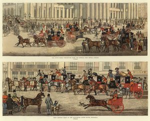 Scènes sur la route des anciens jours de diligence