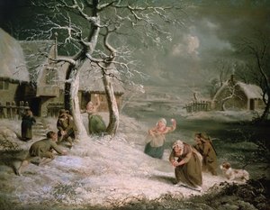 Paysans faisant des boules de neige, vers 1790 - James (attr. to) Ward