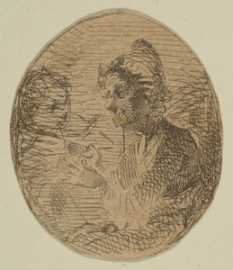 Vieille femme et enfant en ovale des croquis sur la plaque de l