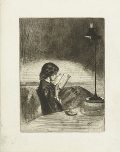 Portrait de Deborah Delano lisant (Reading by lamplight) - James Abbott McNeill Whistler