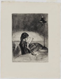 Lecture à la lumière de la lampe - James Abbott McNeill Whistler