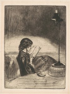 Lecture à la lumière de la lampe, 1859 - James Abbott McNeill Whistler