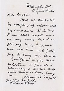 Lettre de James Abram Garfield à sa mère, de 