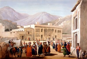 Shah Shoja, marionnette des Britanniques, tenant un durbar à Kaboul, Première guerre anglo-afghane, 1838-1842