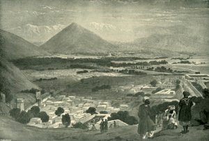 Le Bala Hissar et la ville de Kaboul depuis la partie supérieure de la citadelle, vers 1842 - James Atkinson