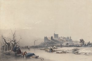 Le château de Windsor vu du fleuve gelé pendant la grande gelée - James Baker Pyne