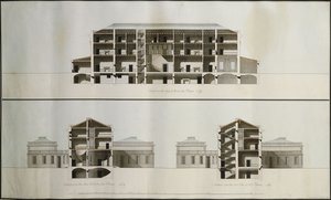 Dessins pour une maison néoclassique pour Lord Charleville : Trois sections - James Byres