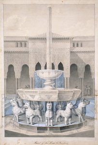 Fontaine dans la Cour des Lions, Alhambra, de The Arabian Antiquities of Spain, publié 1815 - James Cavanagh Murphy