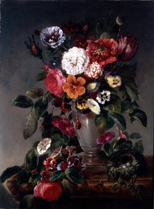 Nature morte de diverses fleurs dans une urne - James Charles Ward