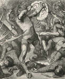 Hereward se frayant un chemin à travers l
