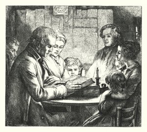 Scène dans un cottage écossais - James Dawson Watson