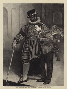 Le Beefeater et le batteur, une esquisse dans la tour - James Dromgole Linton