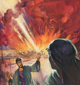 Destruction de Sodome et Gomorrhe (gouache sur papier) - James Edwin McConnell