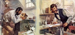 Le premier appel téléphonique (lithographie couleur)