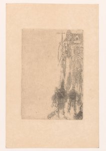 Figures marchant vers une porte avec viande et poisson (Menu pour Charles Vos) - James Ensor
